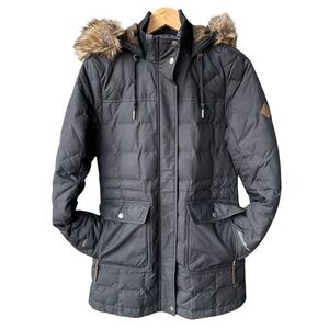 Eddie Bauer Jacket Parka Winter Coat Black Down Filled Zip Up Cold Weather Small